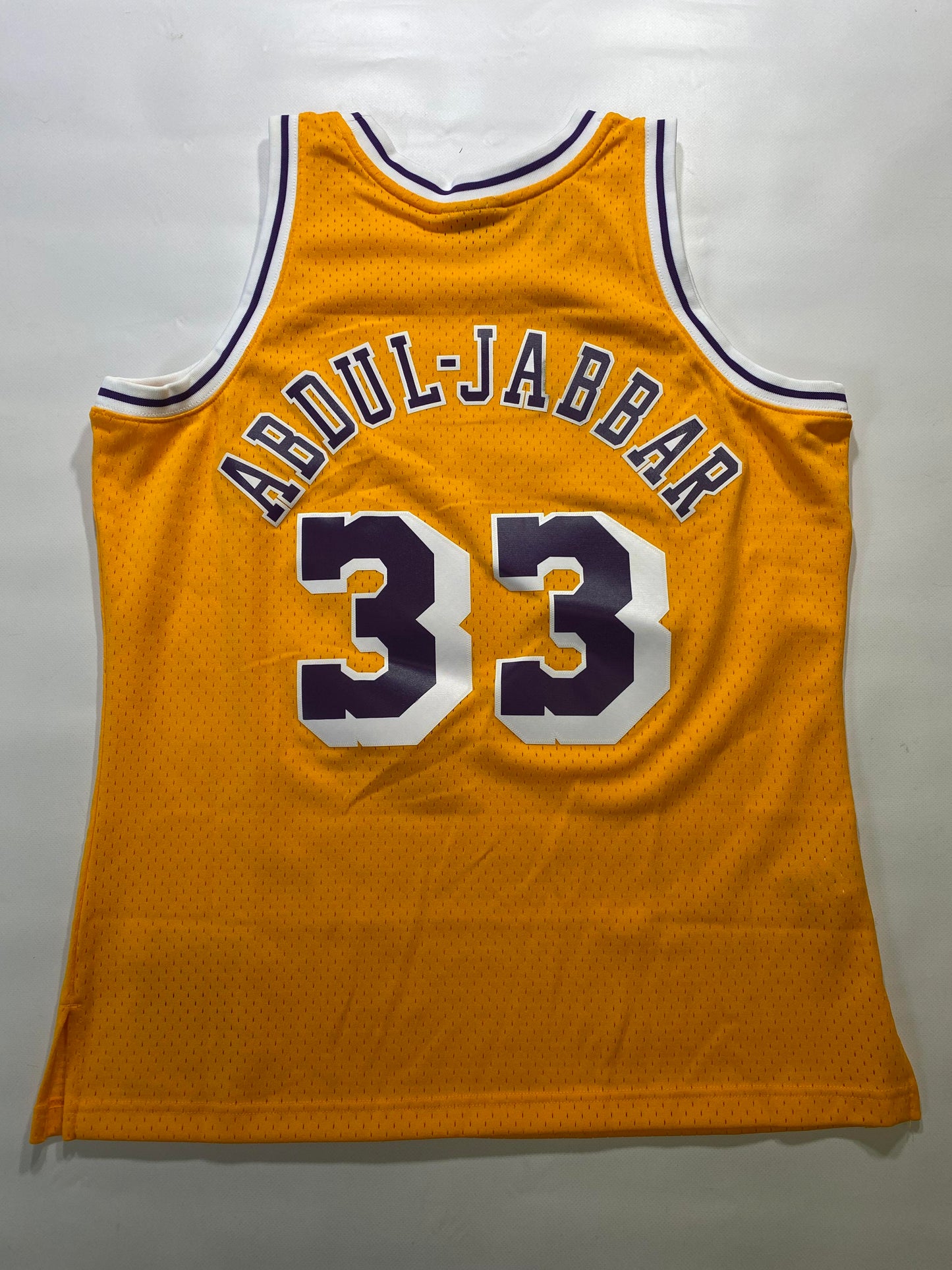 Los Angeles Lakers #33 Mitchell and Ness Hardwood Classics NBA Jersey - Mens Large