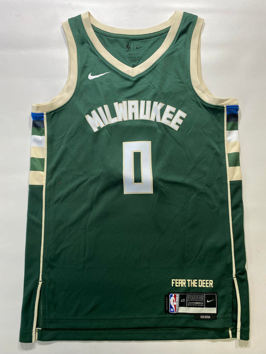 Milwaukee Bucks #0 Damien Lillard Nike Icon NBA Jersey - Mens Small