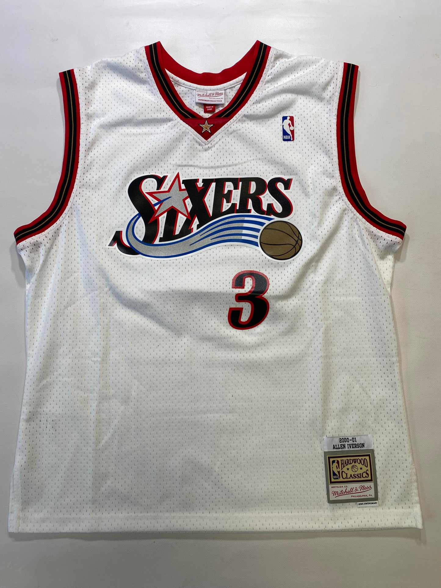 Philadelphia 76ers #3 Allen Iverson Mitchell and Ness HWC NBA Jersey - Mens XL