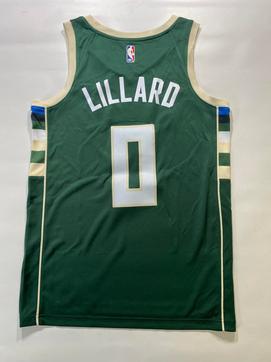 Milwaukee Bucks #0 Damien Lillard Nike Icon NBA Jersey - Mens Small