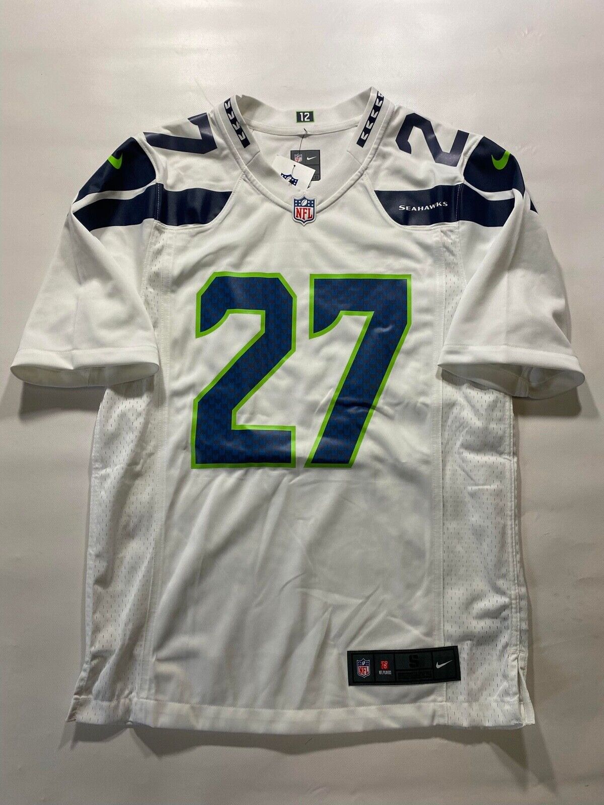 Seattle Seahawks #27 Tariq Woolen Nike NFL Game Jersey - Mens Small - American Sports Jerseys