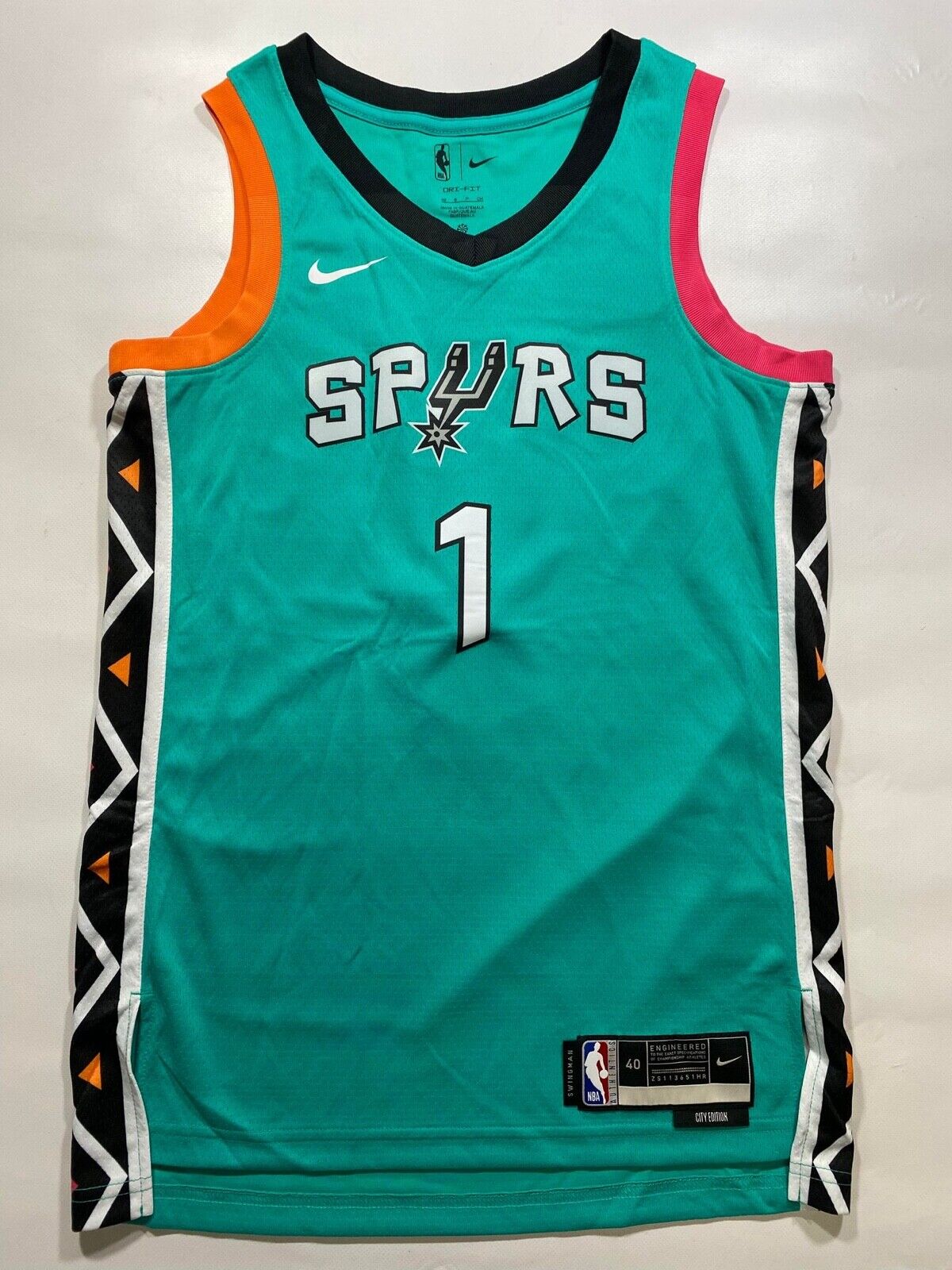 San Antonio Spurs #1 Victor Wembanyama Nike NBA City Jersey - Mens Small - American Sports Jerseys