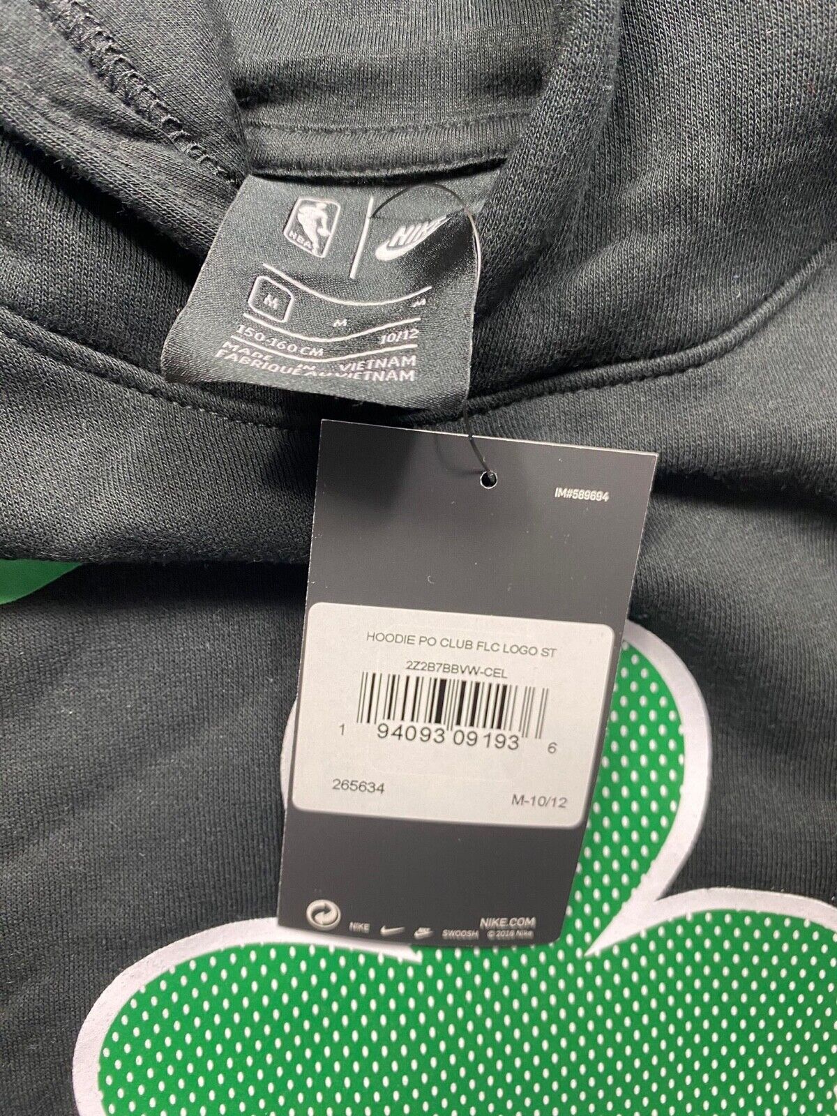 Boston Celtics Nike NBA Fleece Hoodie - Youth Medium - American Sports Jerseys