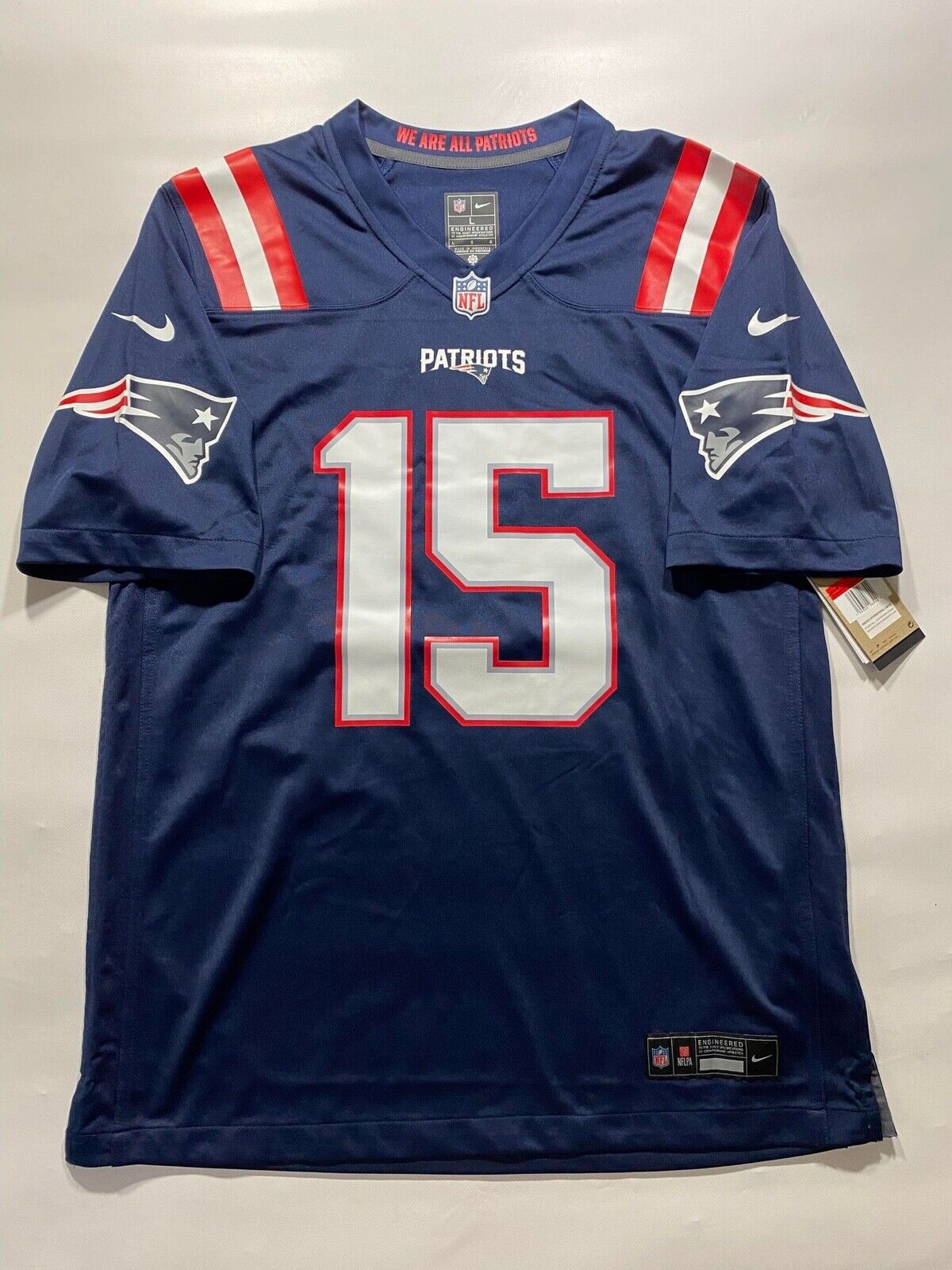 New England Patriots #15 Ezekiel Elliott Nike Game Jersey - Mens Large - American Sports Jerseys