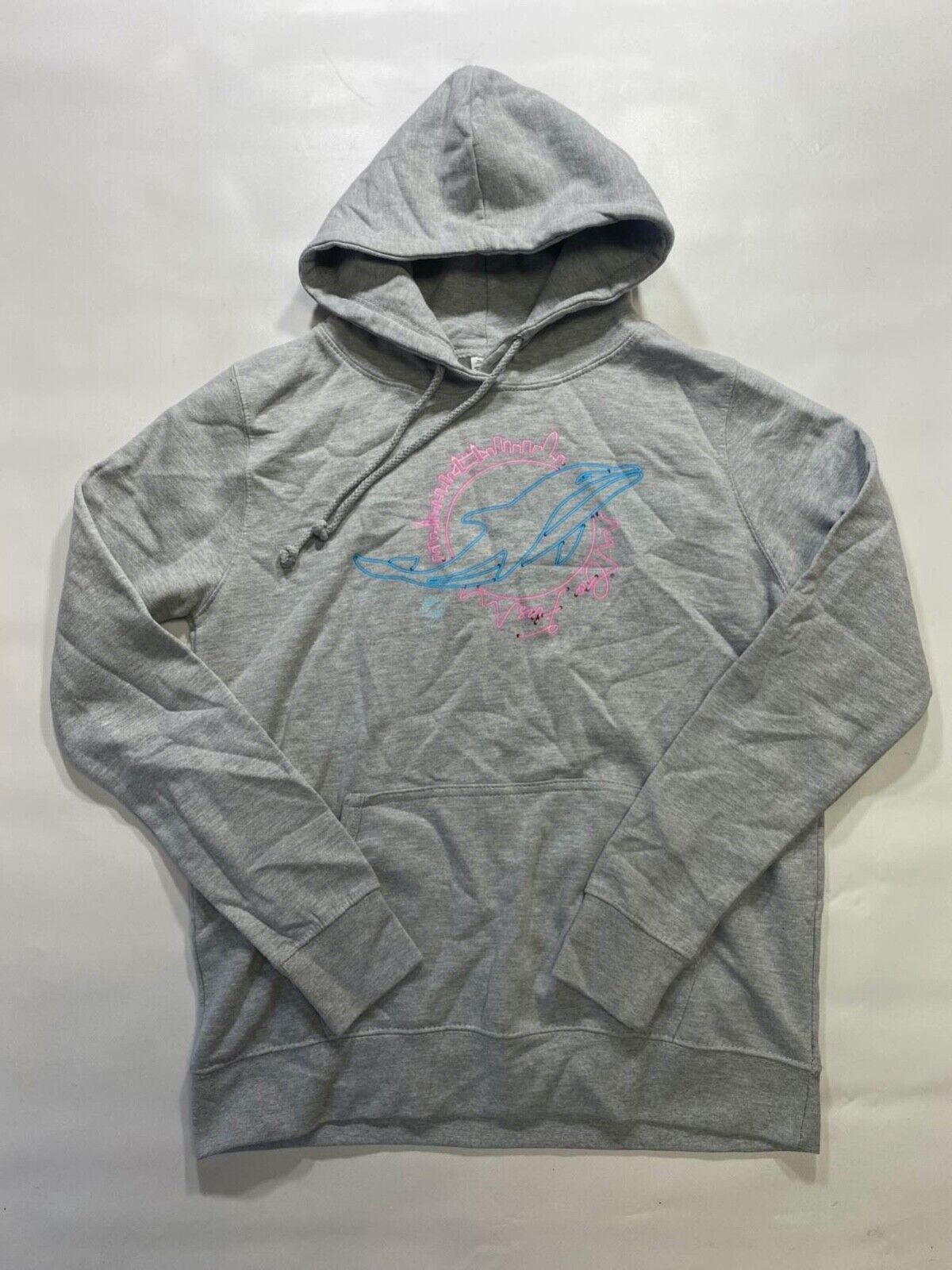 Miami Dolphins Mens Hoodie (Size M) NFL Logo Print Grey - New.