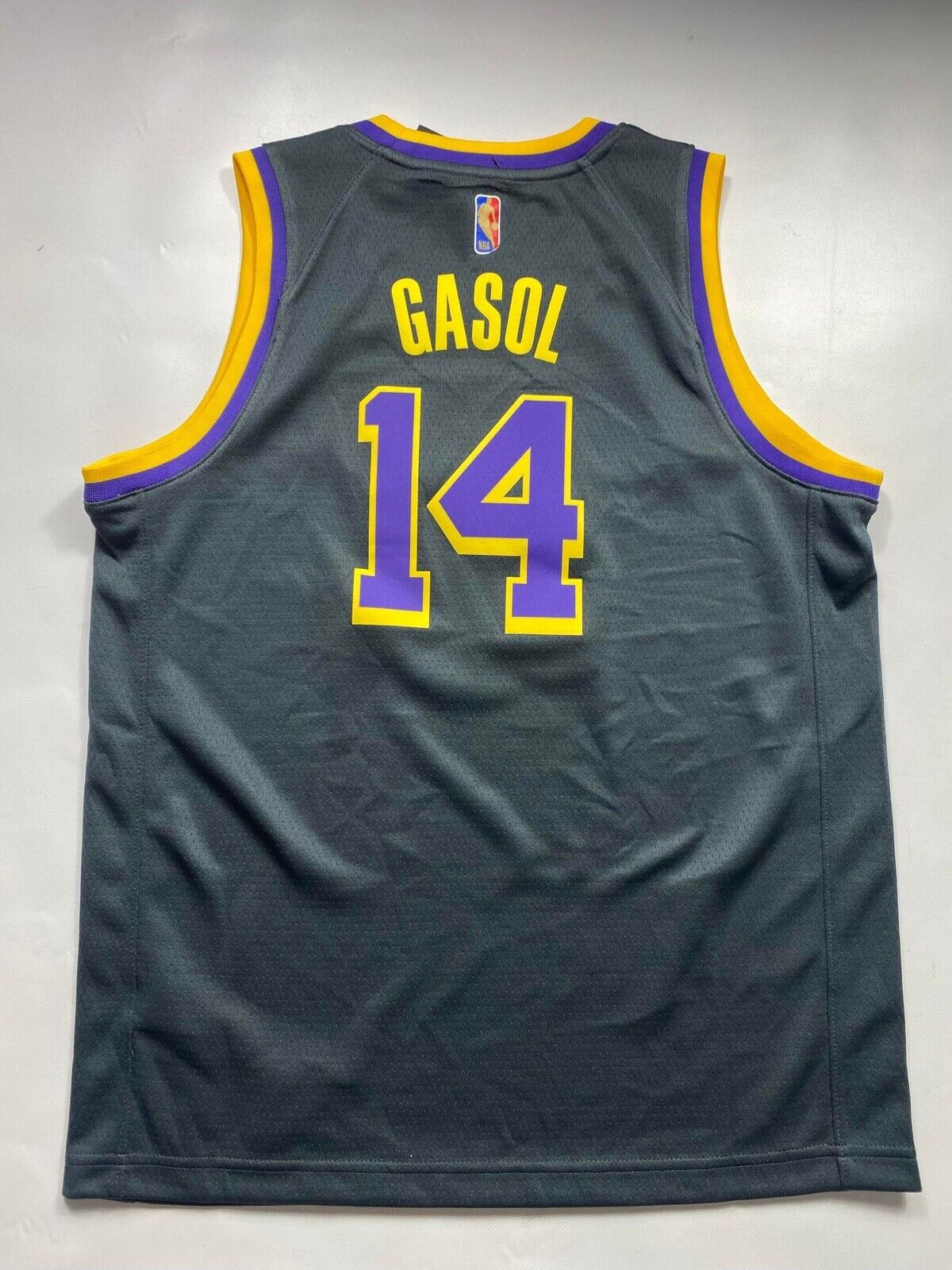 Los Angeles Lakers #14 Pau Gasol Nike NBA Earned Jersey - Youth Large - American Sports Jerseys